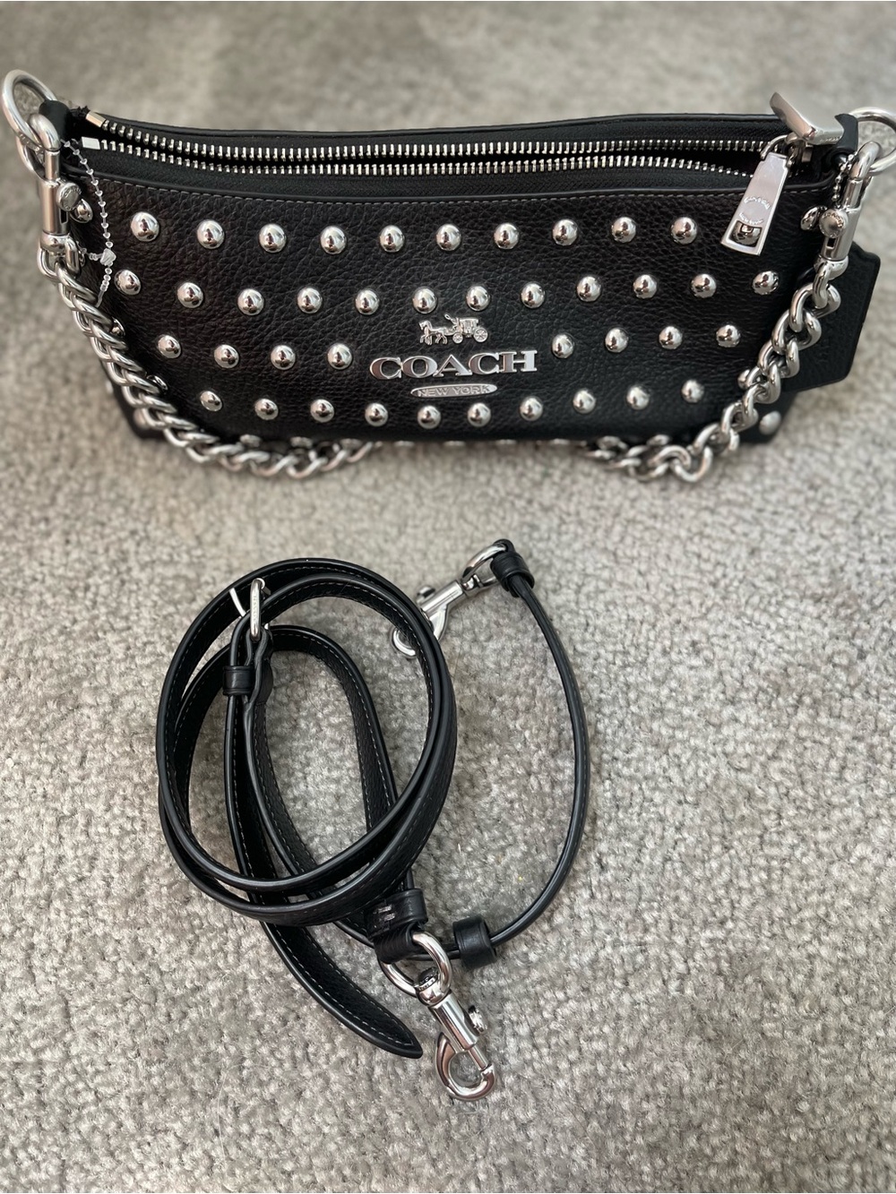 Coach leather Black Charlotte Bag with Rivets - Picture 6 of 6